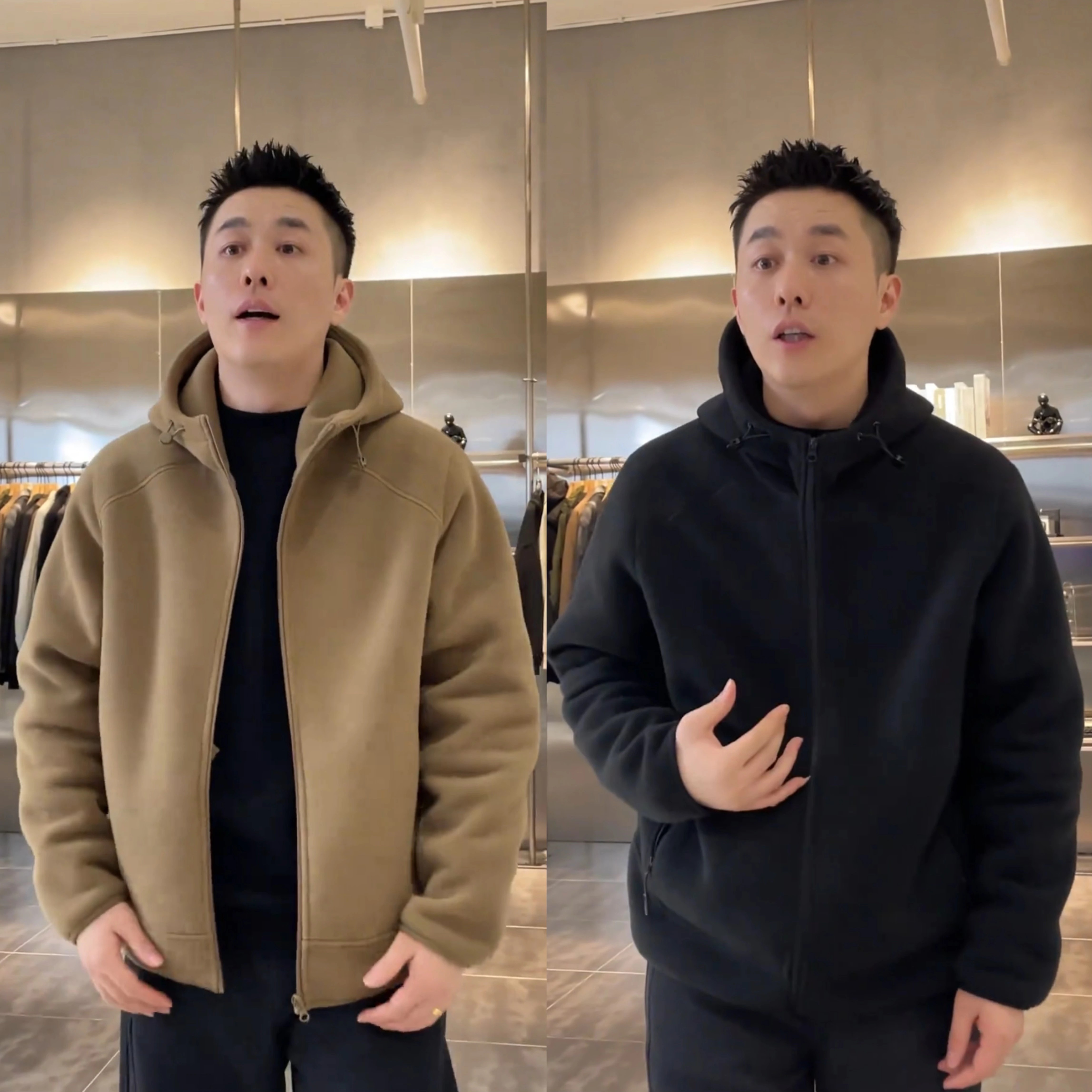 2025秋冬高密度摇粒绒连帽外套男士时尚户外加厚保暖百搭休闲夹克