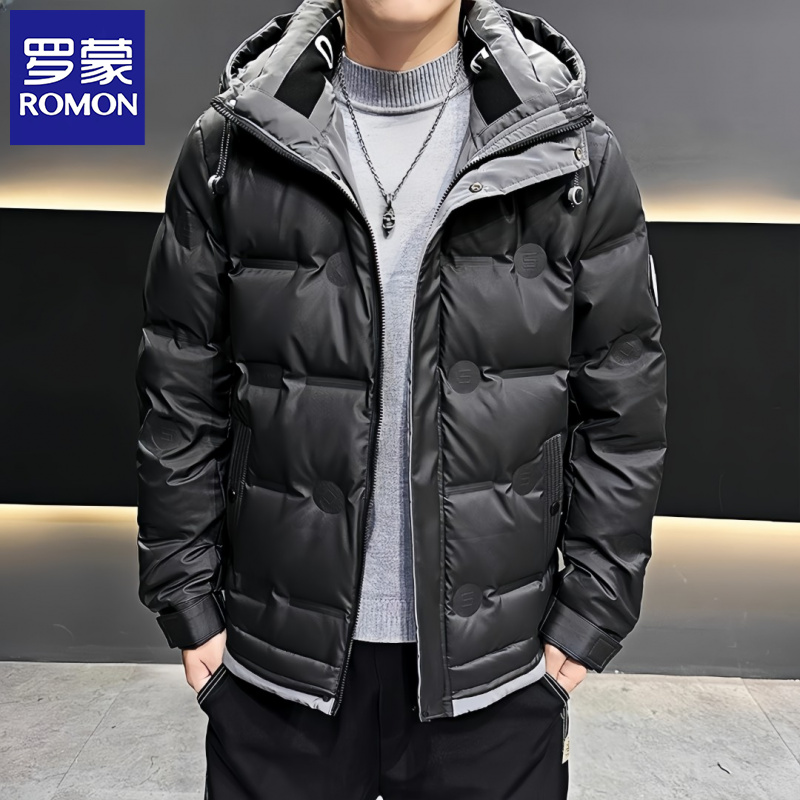 罗蒙男士防寒服冬季新款轻薄保暖防寒防寒衣休闲极寒服连帽外套男