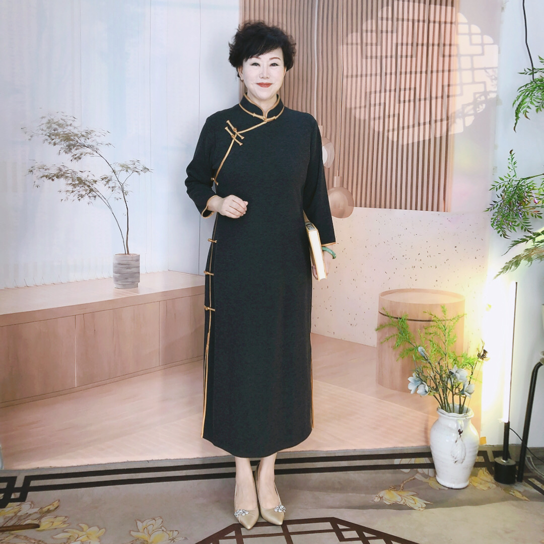 【金玉满堂】秋冬大码旗袍气质长袖网红复古中式中长款加厚中国风