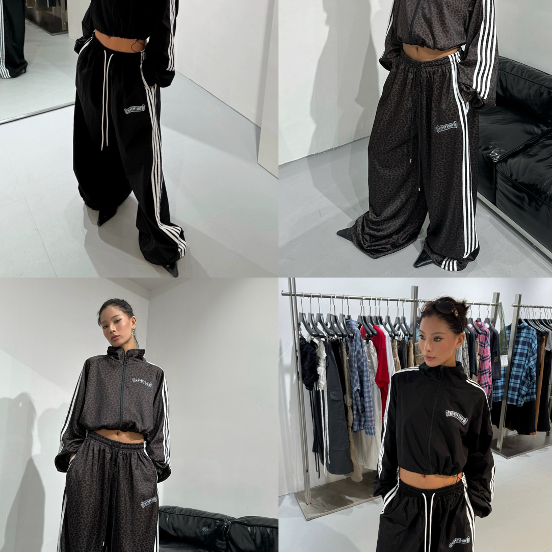 Thisiszoom四道杠运动拉链外套宽松裤子休闲套装