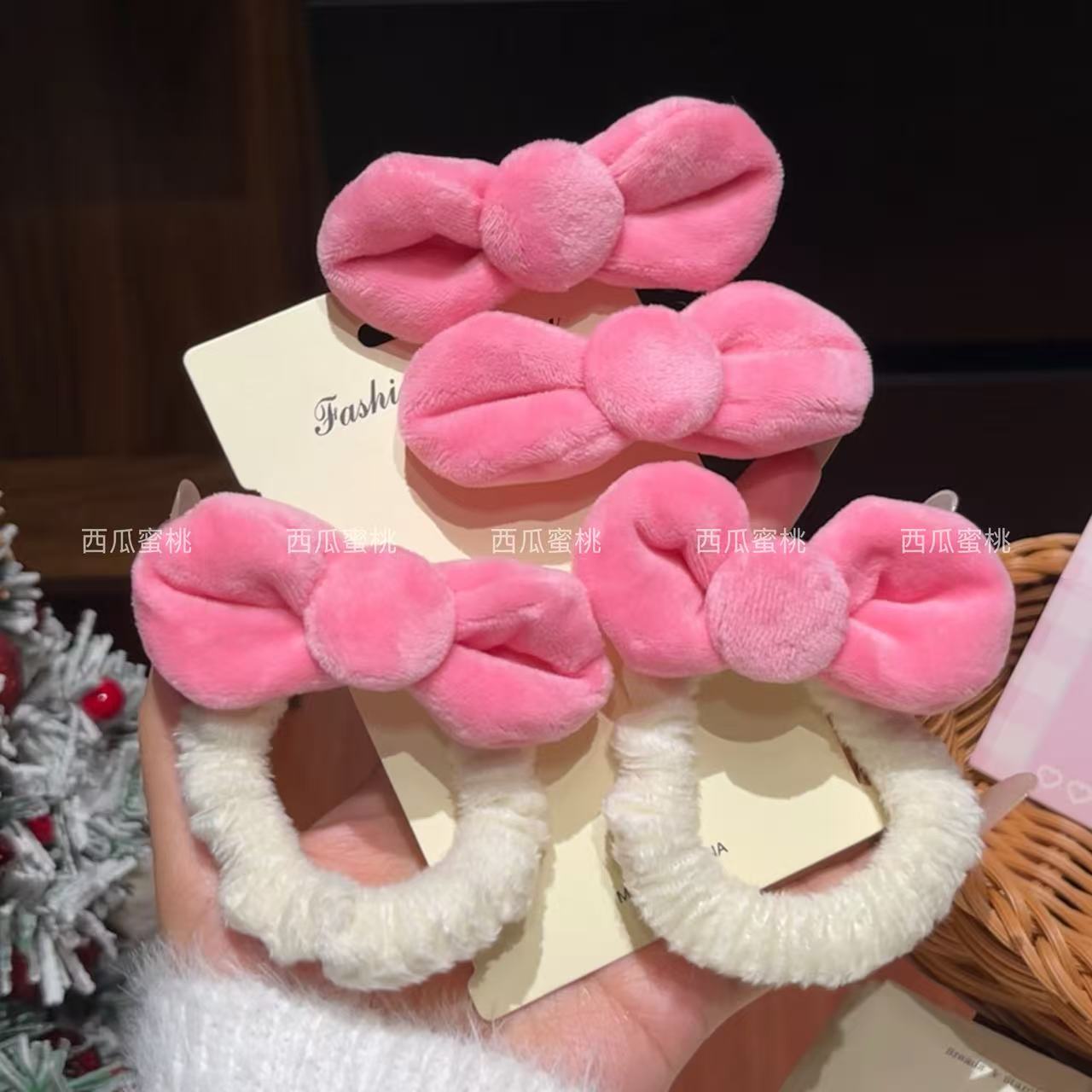 甜妹粉色蝴蝶结发夹可爱软绵绵鸭嘴夹碎发刘海夹侧边边夹发卡发饰