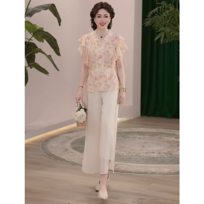 2025新款洋气中老年女装两件套中年妈妈国风夏装新中式上衣服套装
