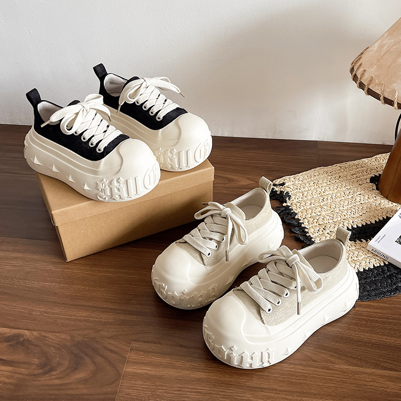 超火百搭厚底松糕帆布鞋女2025新款春夏季欧货爆款增高运动休闲鞋
