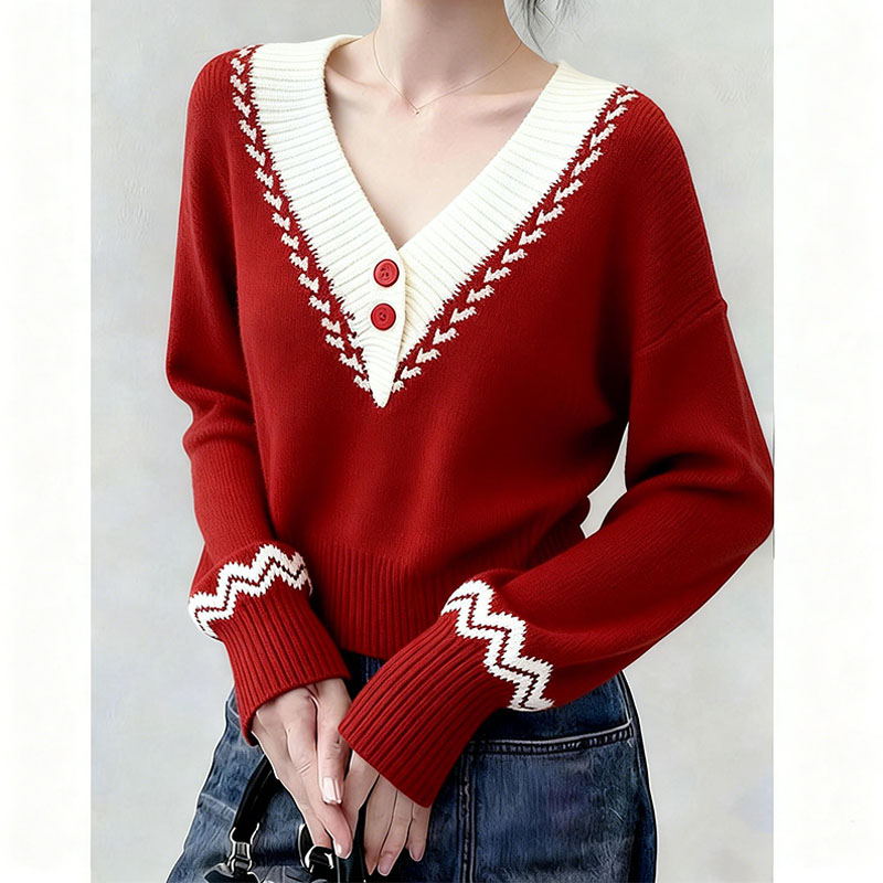 圣诞过年红色毛衣女冬绝美巨好看独特漂亮气质高端软糯针织衫上衣