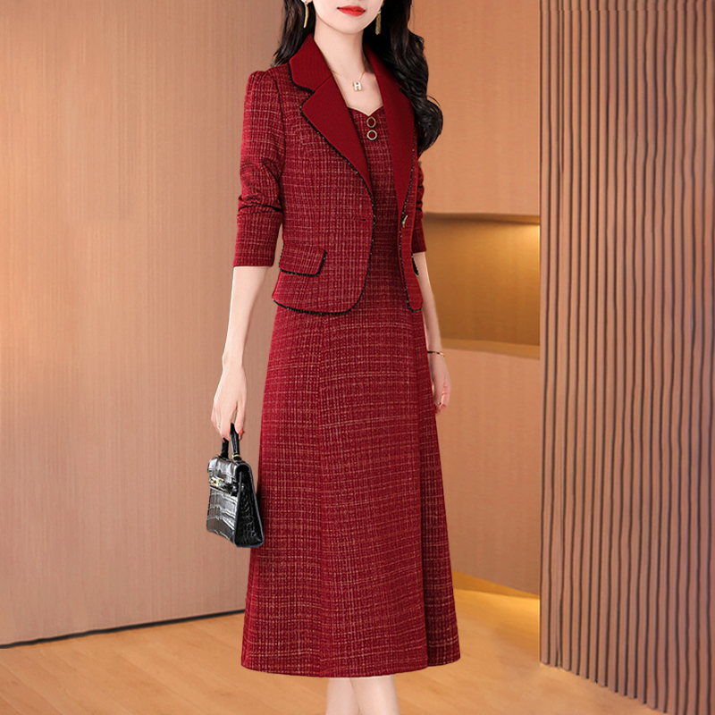 【拉夏】十月份喜婆婆婚宴装套装连衣裙2025早秋新款重要场合两件套