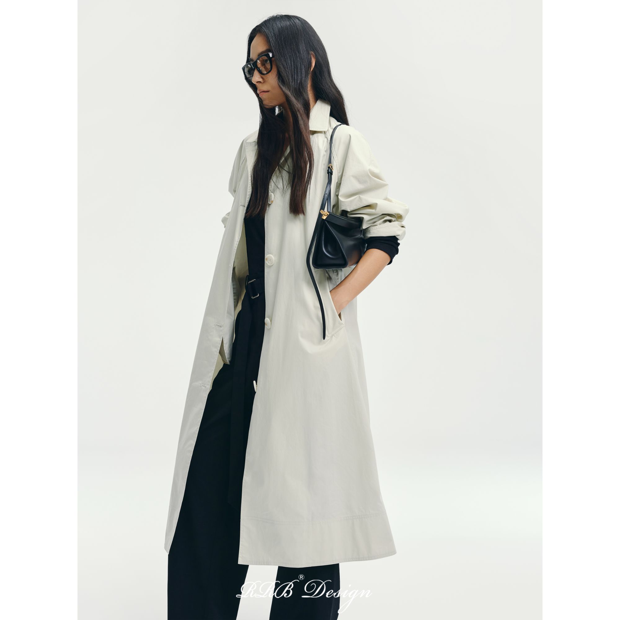 RRB Design「纸片人」高支高密精梳棉简约百搭宽松纯色长款长袖外套