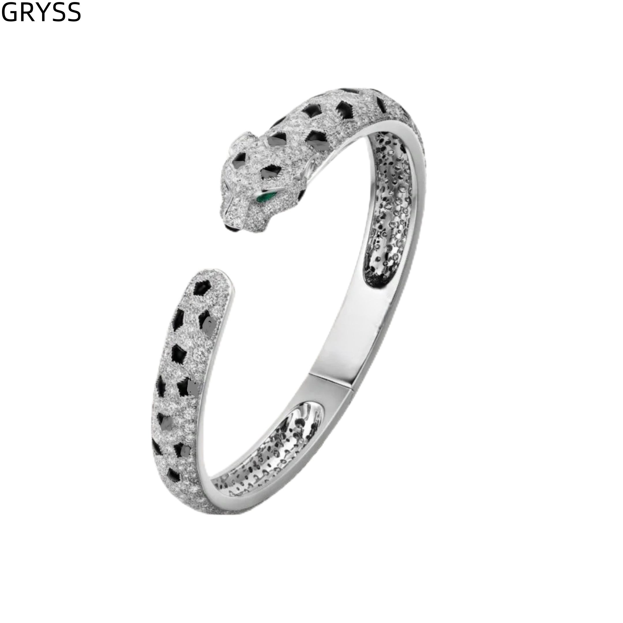 925银莫桑石手镯 G 花豹银手镯不掉色高奢时尚潮酷大气美SYCY062