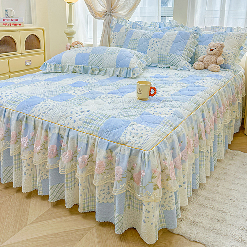 公主风夹棉床裙单件2025新款四季通用床单带裙边三件套床罩套