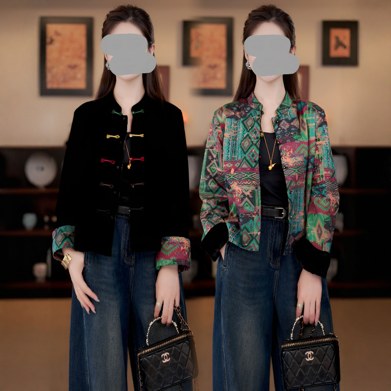 彩扣双面双穿短外套新中式遮肉显瘦2026春秋新款上衣盘扣上衣女