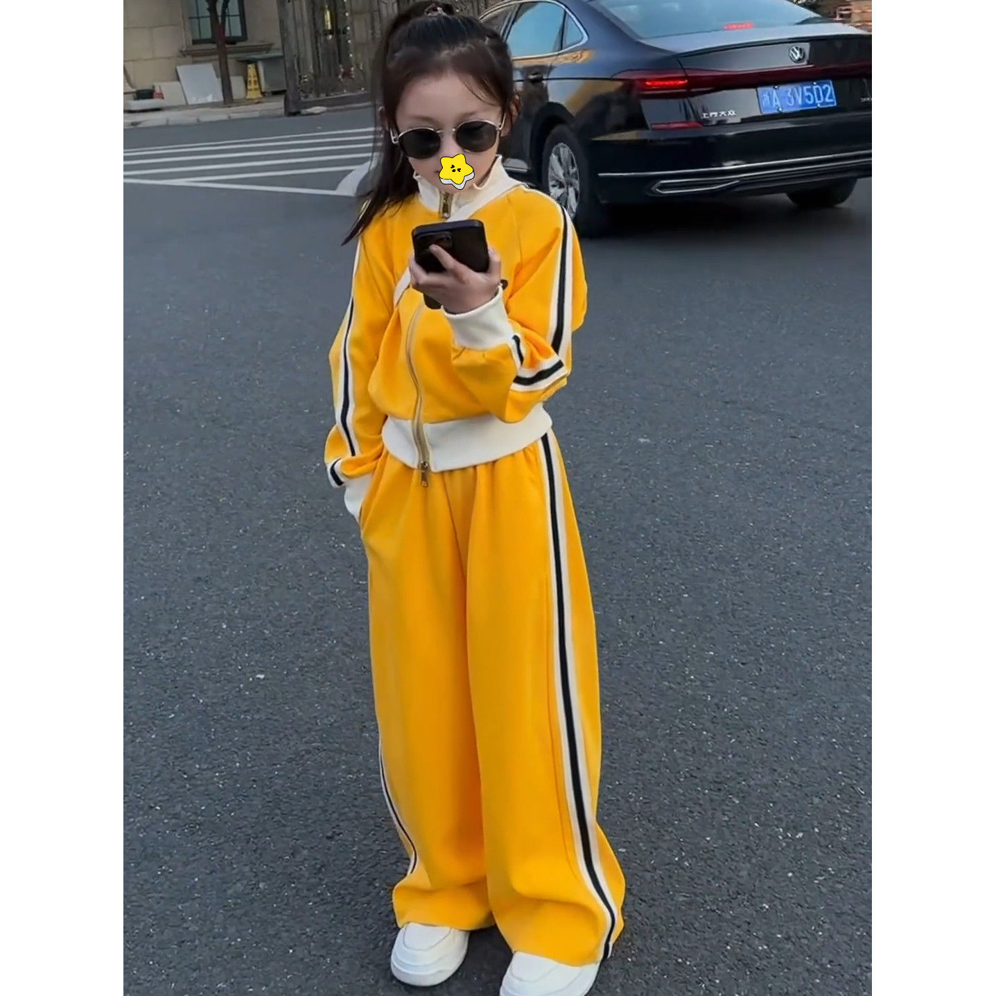 女童春秋款运动套装2025新款中大童春装韩版立领外套休闲裤两件套