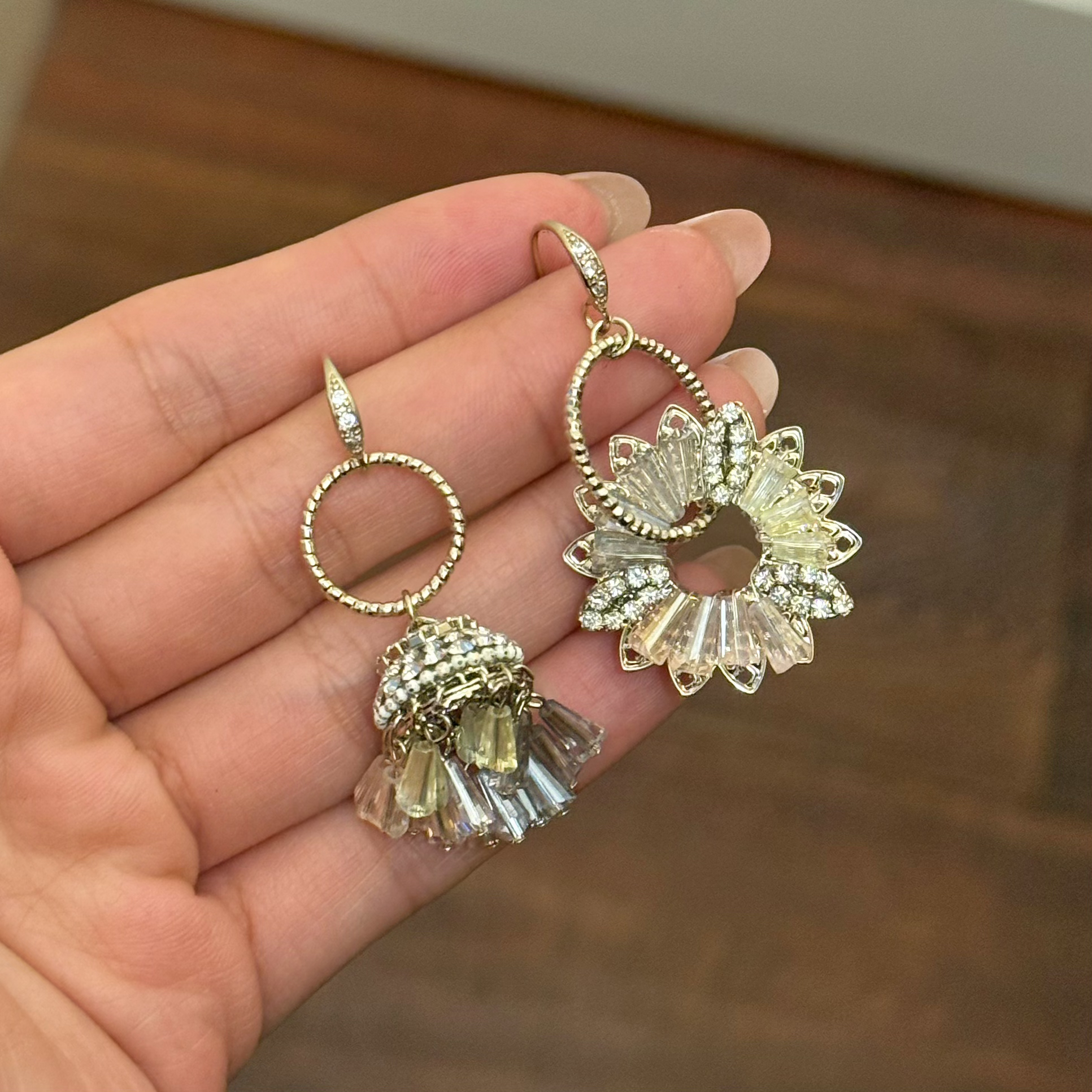 铜合金合成锆石耳饰 E0209 【左岸花期】东大门定制手工款仙女耳环