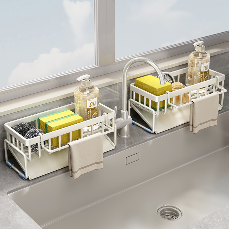 抹布沥水架厨房家用水池洗碗布海绵收纳水槽窄边水龙头置物架子
