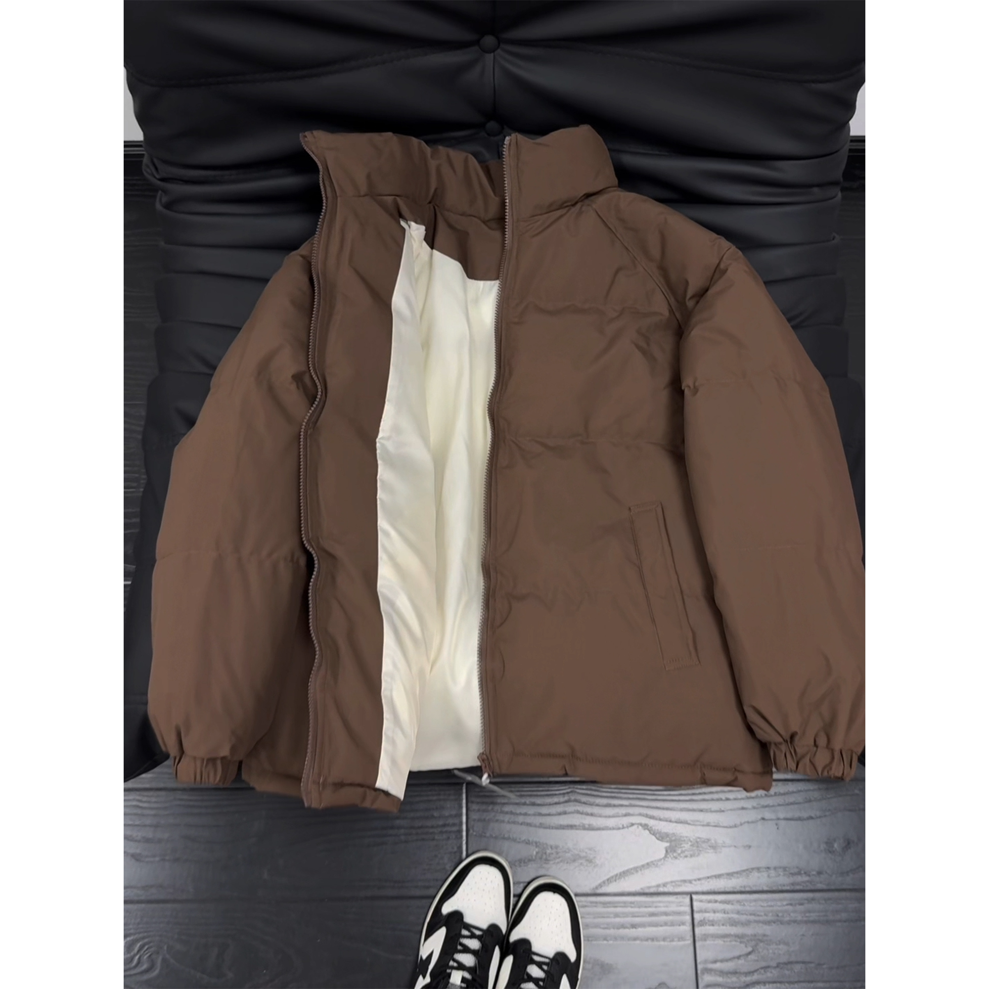 咖色美式cleanfit棉服男冬季加厚保暖立领面包服宽松情侣棉衣外套