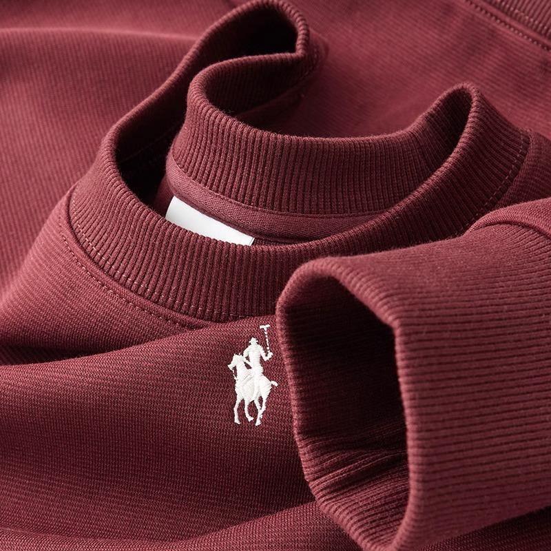 高端安可拉红圆领卫衣男修身2025新款春装潮牌刺绣男士长袖T恤帅