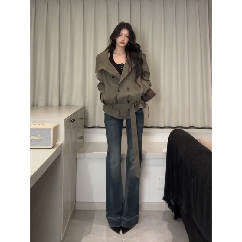 双排扣设计感立领短款风衣外套女秋季松弛感复古休闲宽松夹克上衣