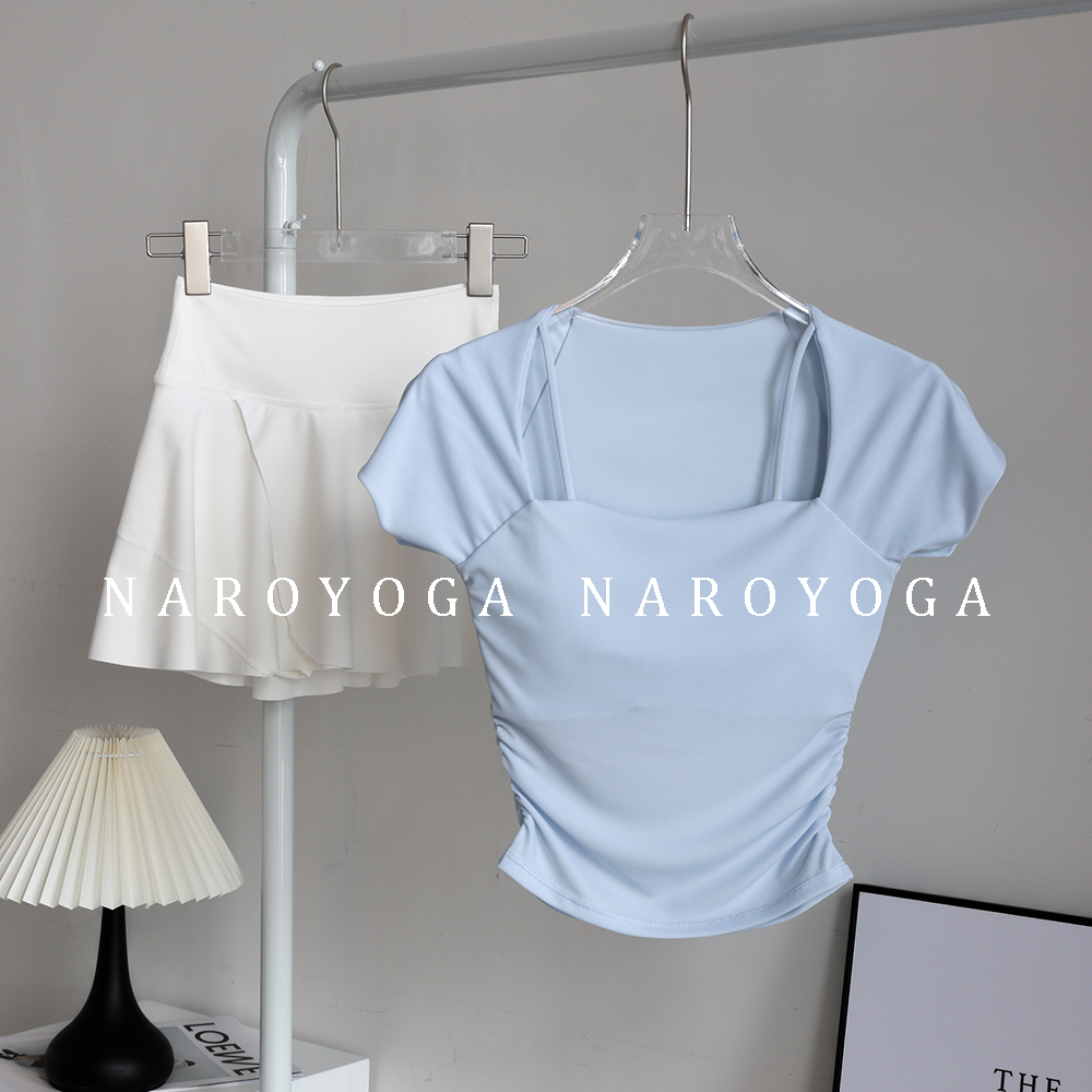 运动套装女夏季2025新款修身显瘦带胸垫瑜伽服健身短袖短裙晨跑服