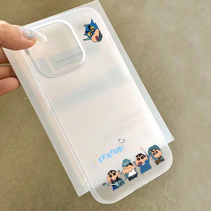 卡通吉他小新适用苹果17PROMAX手机壳iPhone15大孔14磨砂高级感16