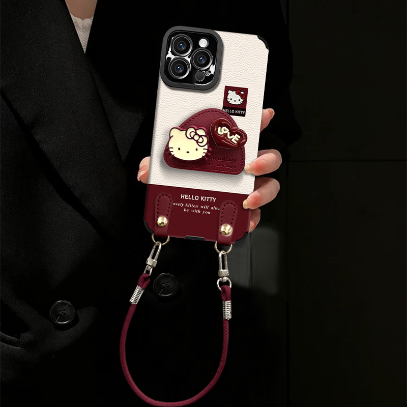 爱心喵咪适用苹果vivo华为oppo小米iPhone16瞳眼小羊皮手机壳