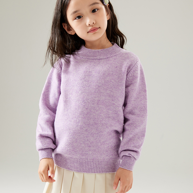 加厚款秋冬100%羊毛衫中大童半高领毛衣宝宝男女童儿童打底针织衫