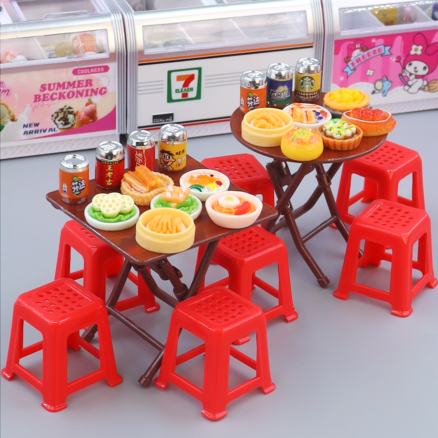 迷你折叠桌子仿真食玩微缩模型小餐桌摆件娃娃屋场景过家家小玩具