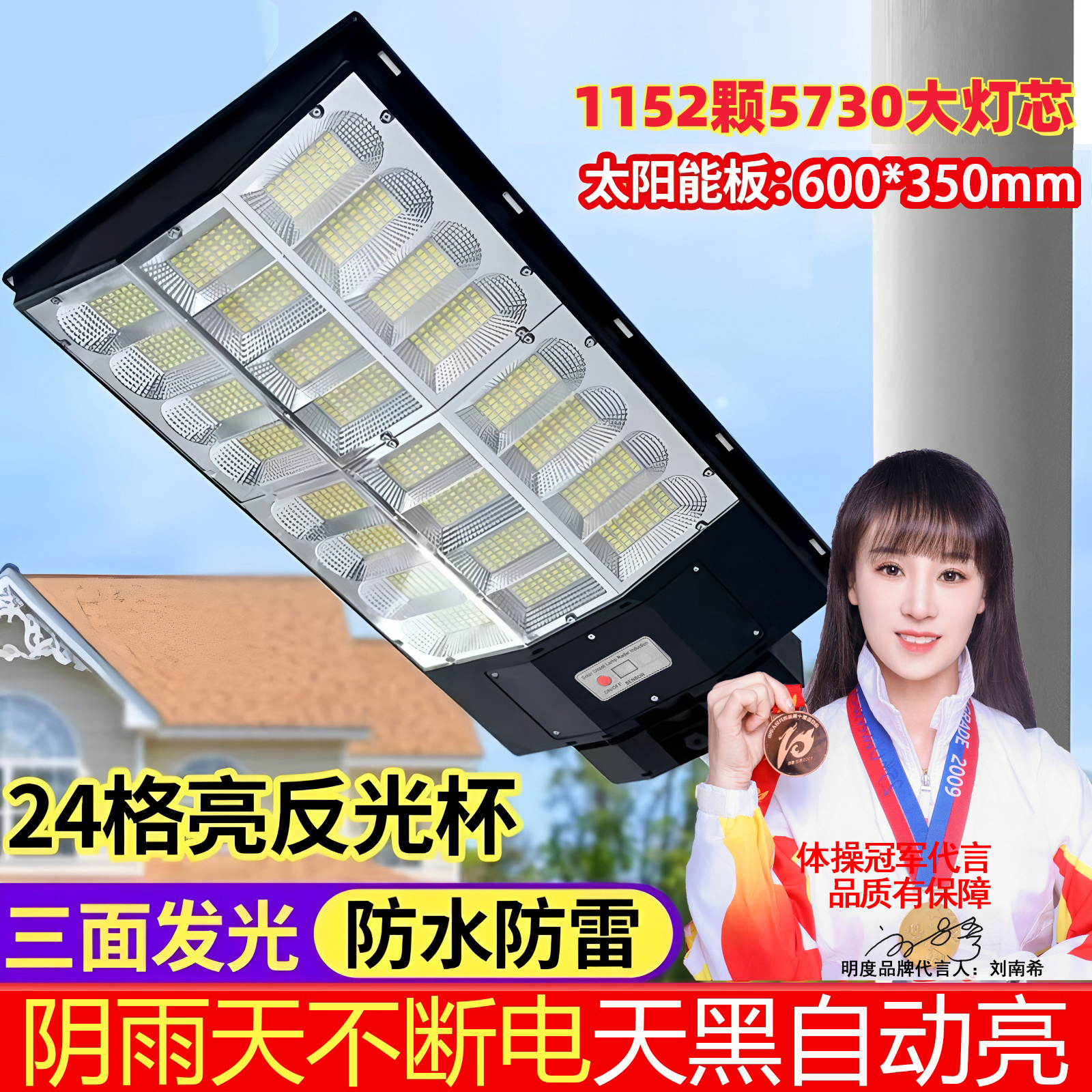 明度太阳能户外人体感应庭院灯室外灯led照明乡村道路太阳能路灯
