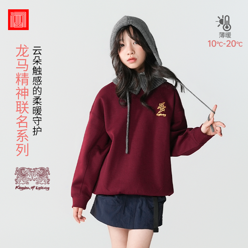 闪电王国男女童圆领童装卫衣保暖2025年新款秋冬款上衣儿童套头衫
