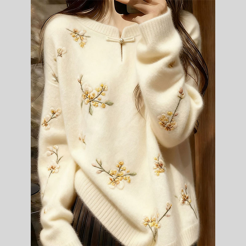 新中式国风毛衣女款2025新款慵懒高级感针织可外穿内搭上衣女秋冬