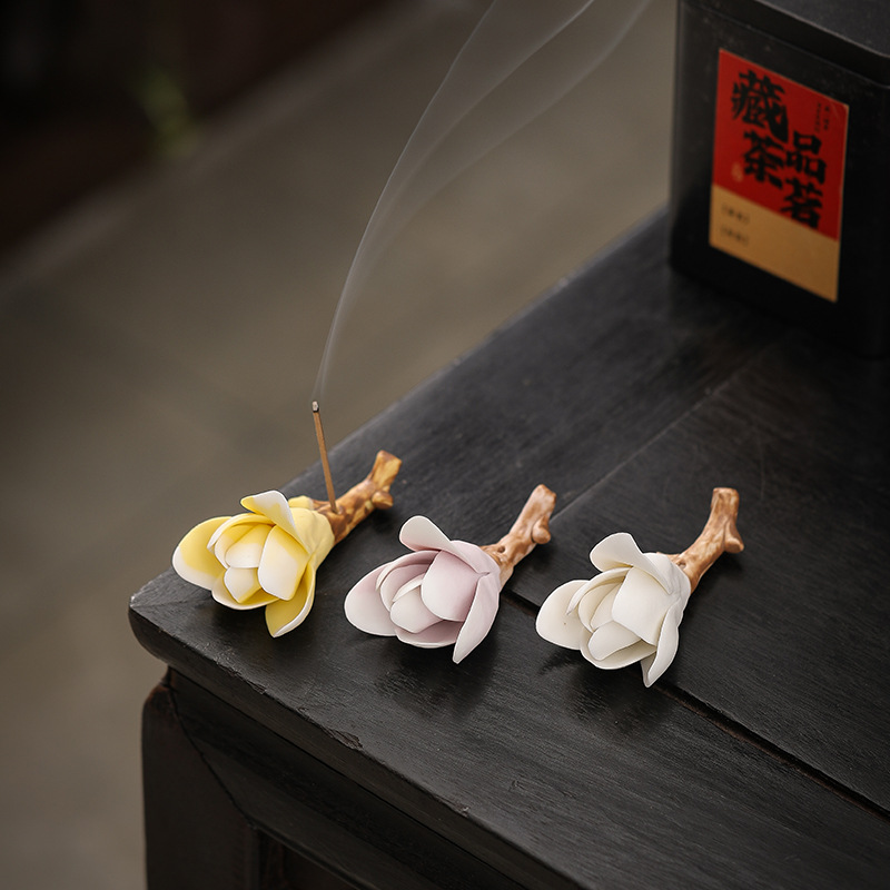 玉兰花梅花线香插创意香座插香沉香香薰点香器家用室内莲花卧香炉