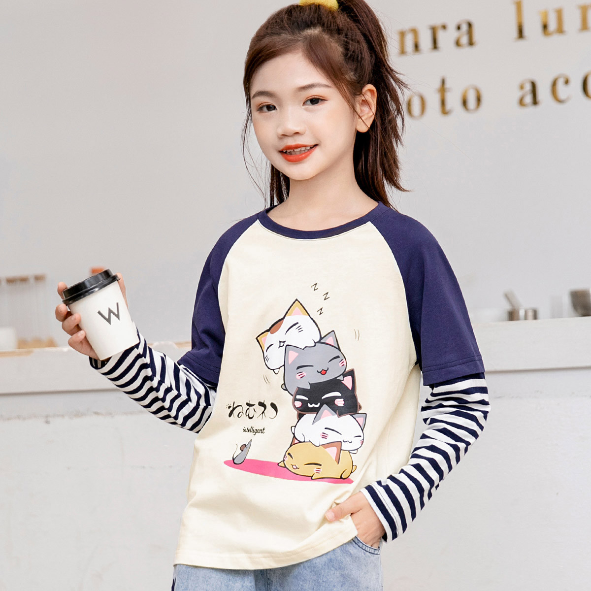 【爆款推荐】儿童衣服女童秋季打底t恤长袖女孩上衣中大童装宝宝