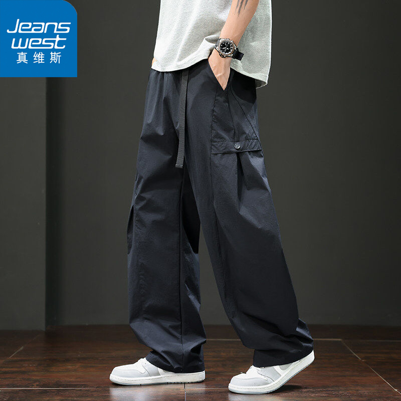 Jeanswest/真维斯伞兵裤男潮流夏季新款青少年学生弯刀裤休闲裤男