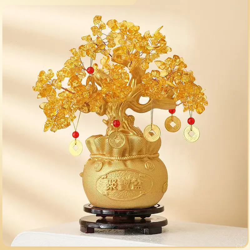 黄水晶发财树家居装饰品摆件客厅电视酒柜招财电视柜装饰品摆件