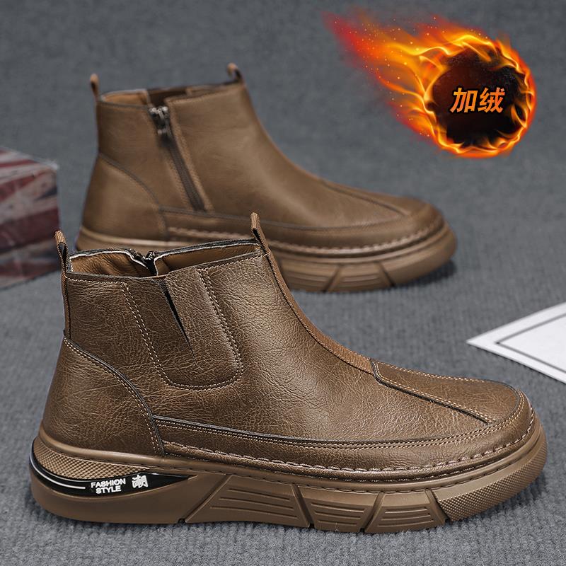 雅鹿高帮棉鞋男冬季加绒加厚保暖防寒东北户外厚底高帮雪地靴