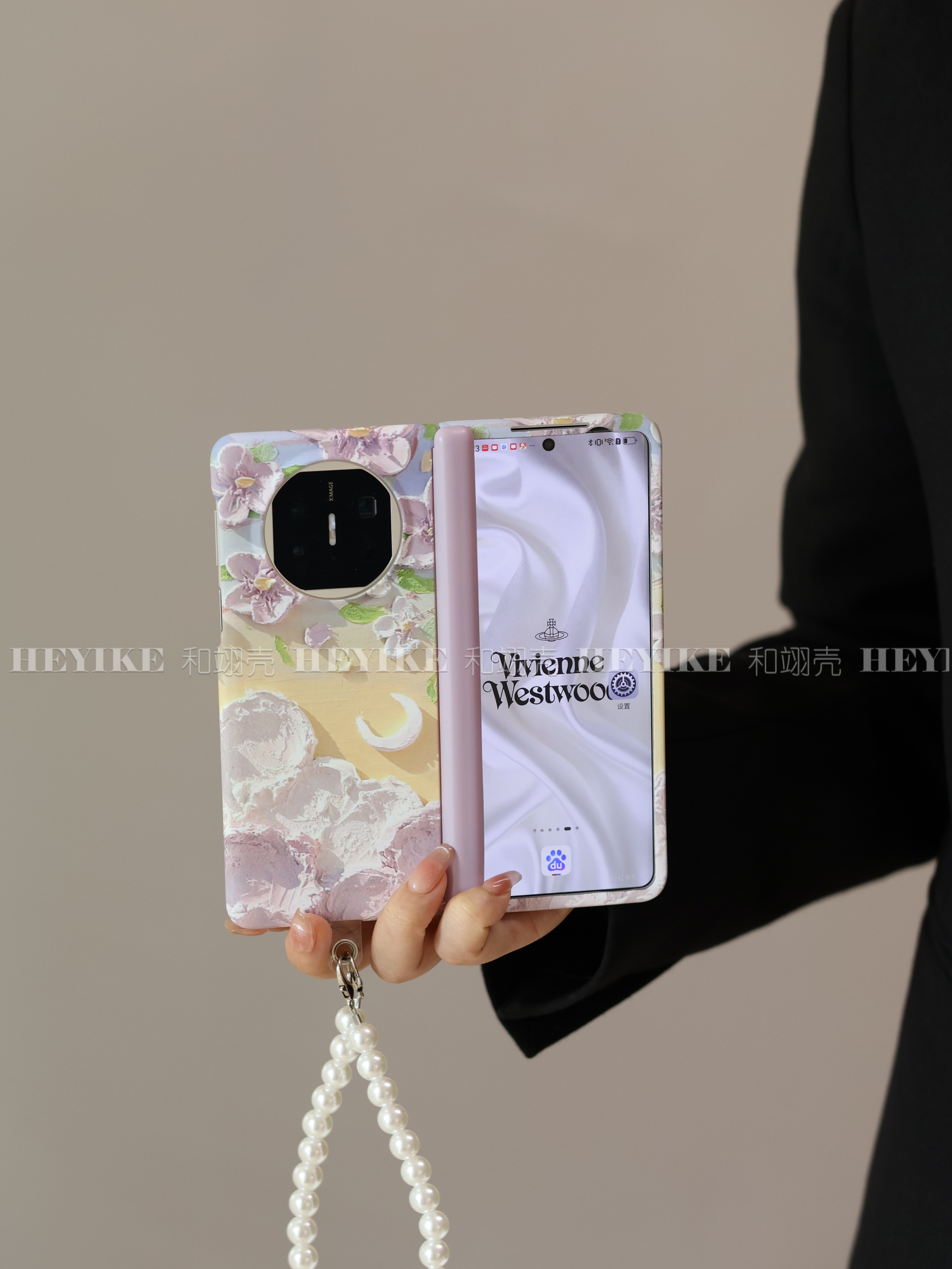 适用荣耀magicv5手机壳xfold5华为mateX6折叠防摔复古油画包中轴