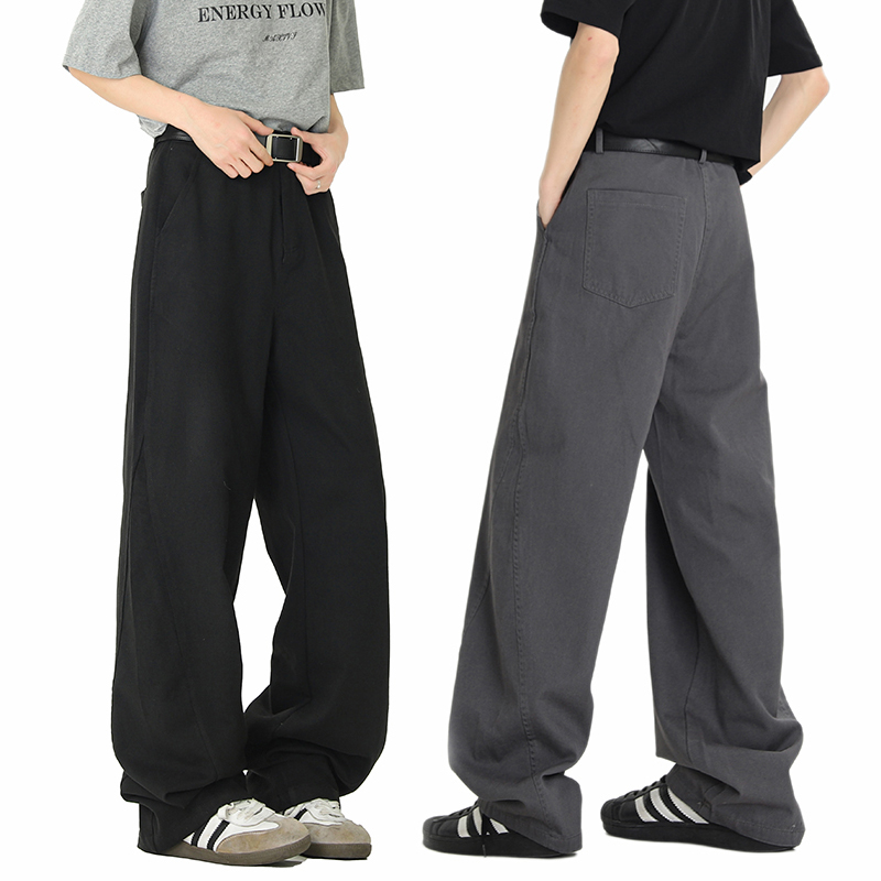 美式弯刀牛仔裤男款春夏季垂感直筒阔腿裤子潮牌宽松运动休闲长裤