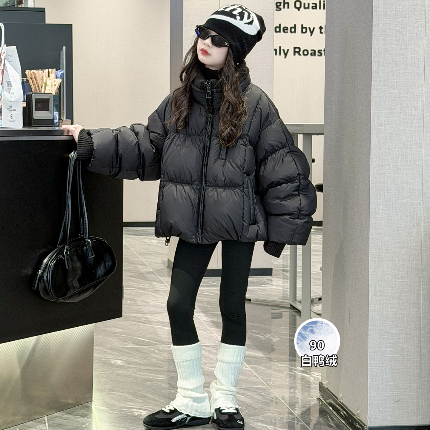 女童羽绒服冬季2025新款女大童洋气保暖上衣儿童冬装加厚短款外套