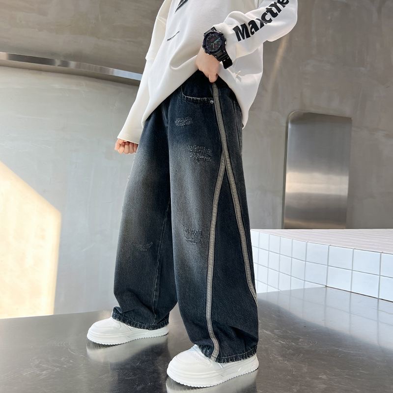 男童裤子儿童牛仔裤春秋款2025新款中大童宽松休闲百搭牛仔长裤子