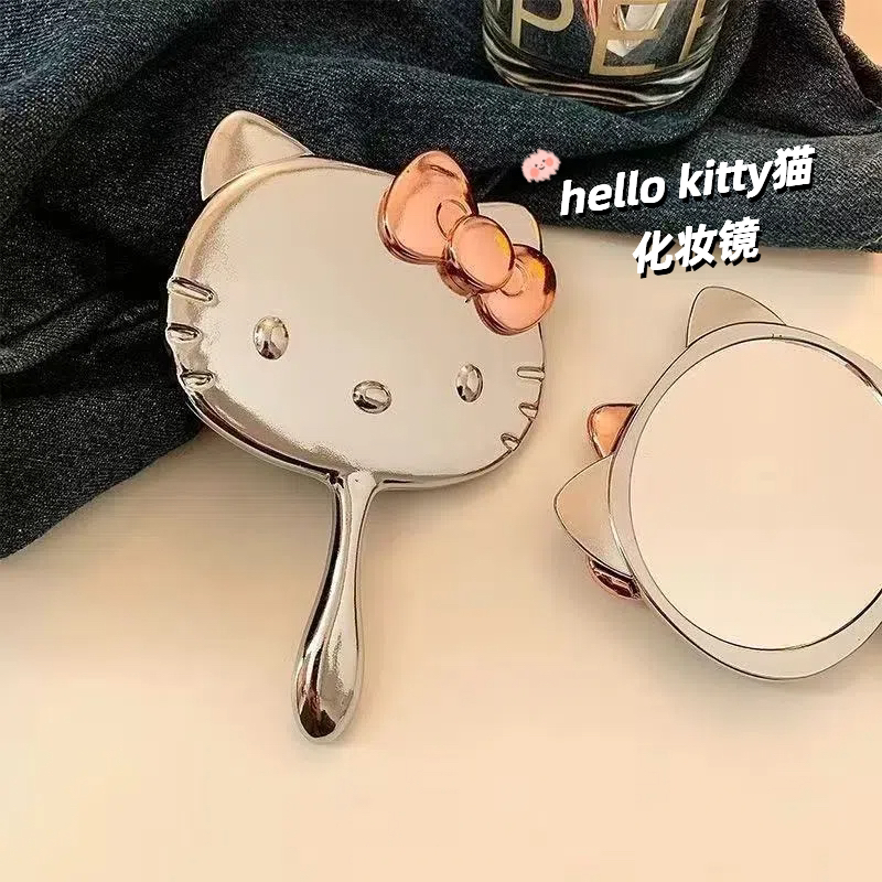 可爱Kitty猫小镜子女随身携带手持迷你简约化妆镜便携补妆镜小号