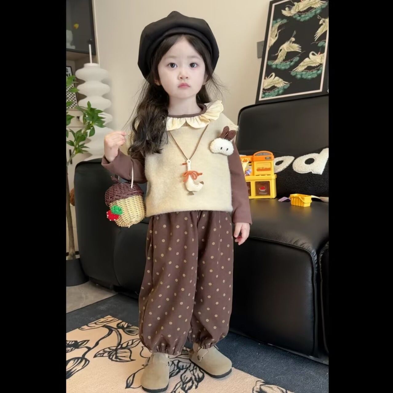女童秋装套装2025新款洋气宝宝马甲时髦小童装秋季儿童衣服三件套