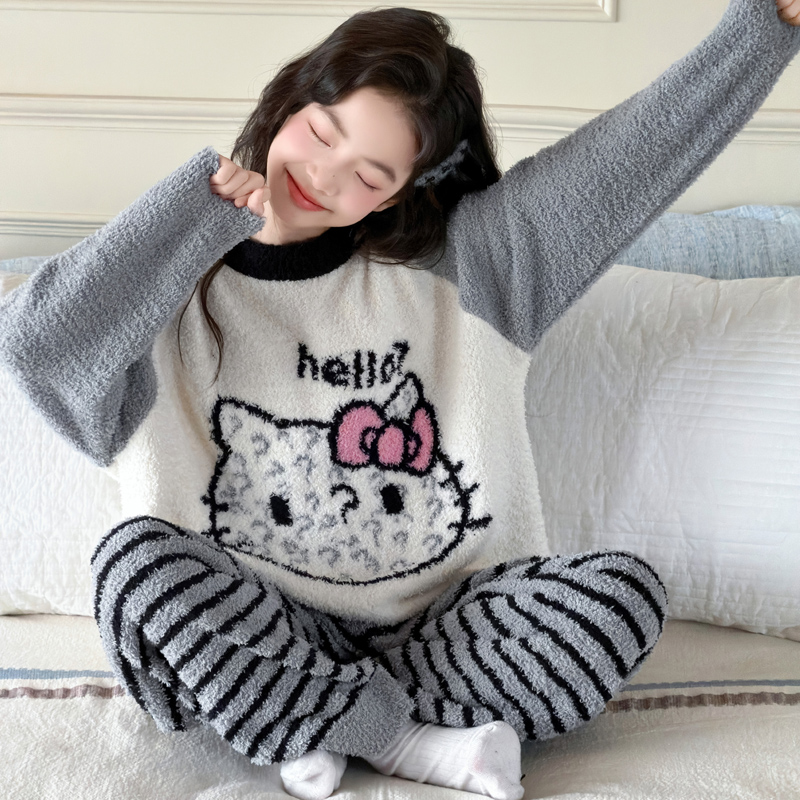 女童秋冬套装2025新款洋气时髦中大童女孩儿童卡通休闲睡衣家居服