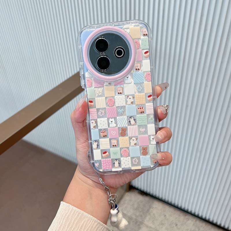 适用于vivoy300i手机壳新款羽纱方块可爱卡通全包防摔女款网红