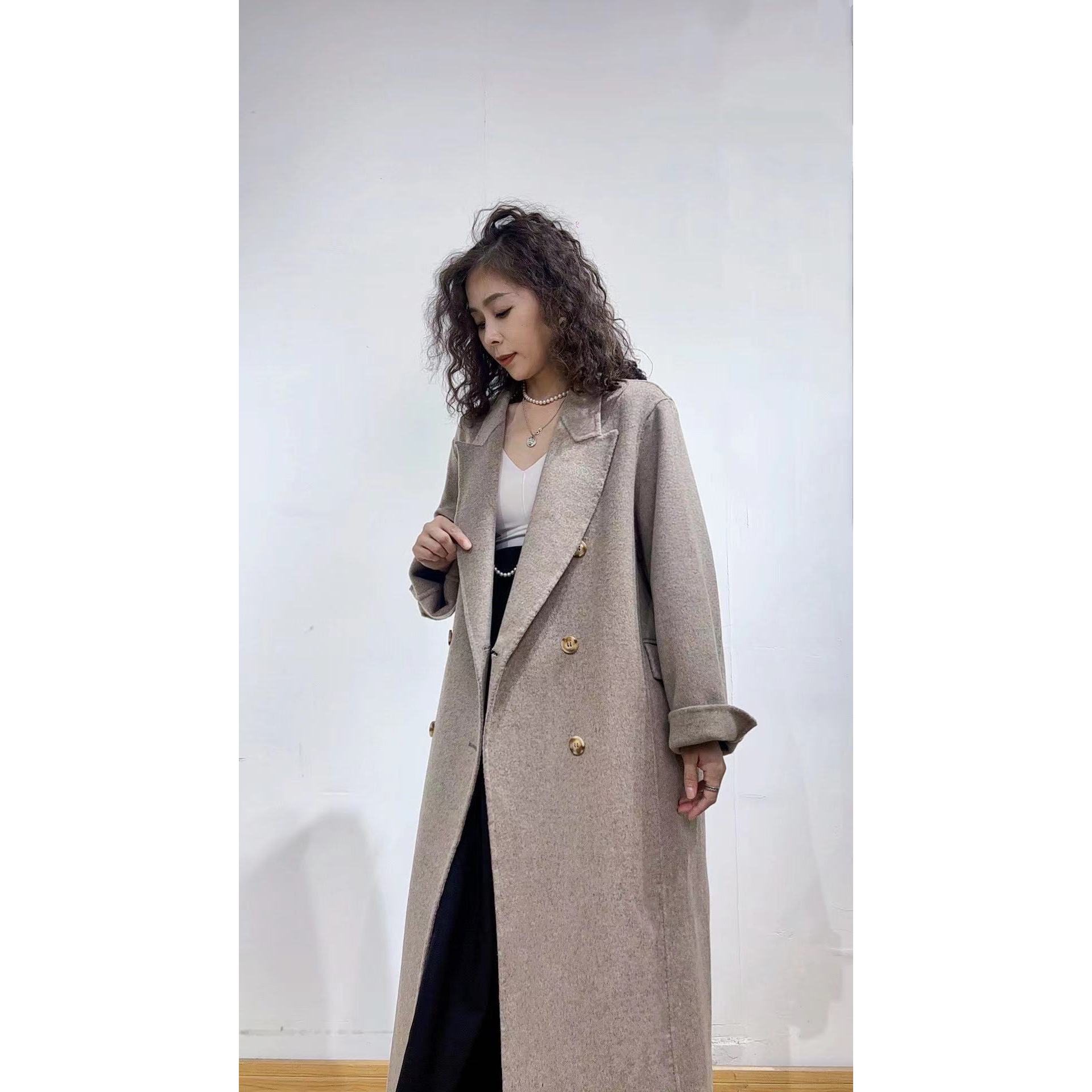 不知女秋冬款双面羊绒外套新款高级韩版大衣时尚气质47147A