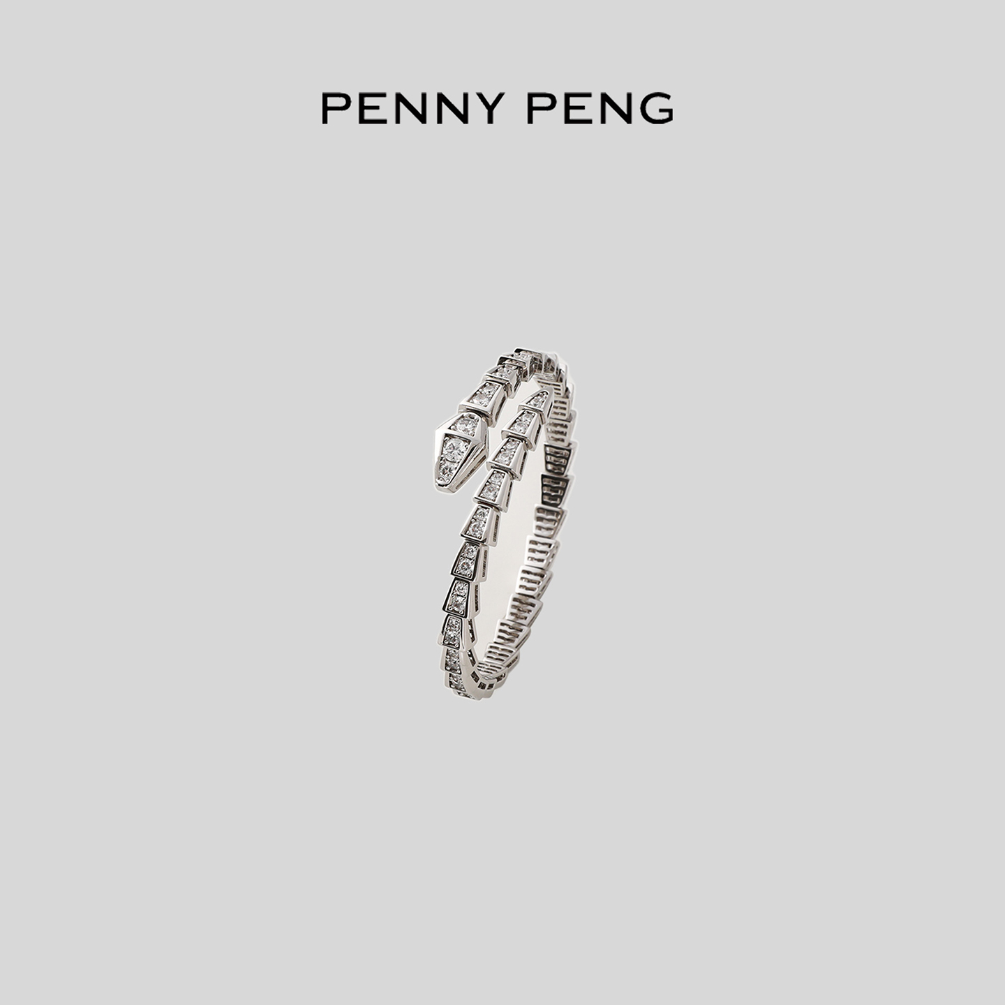合金手镯 PENNYPENG 满钻灵蛇手镯 轻奢简约百搭满钻镶嵌蛇骨手镯
