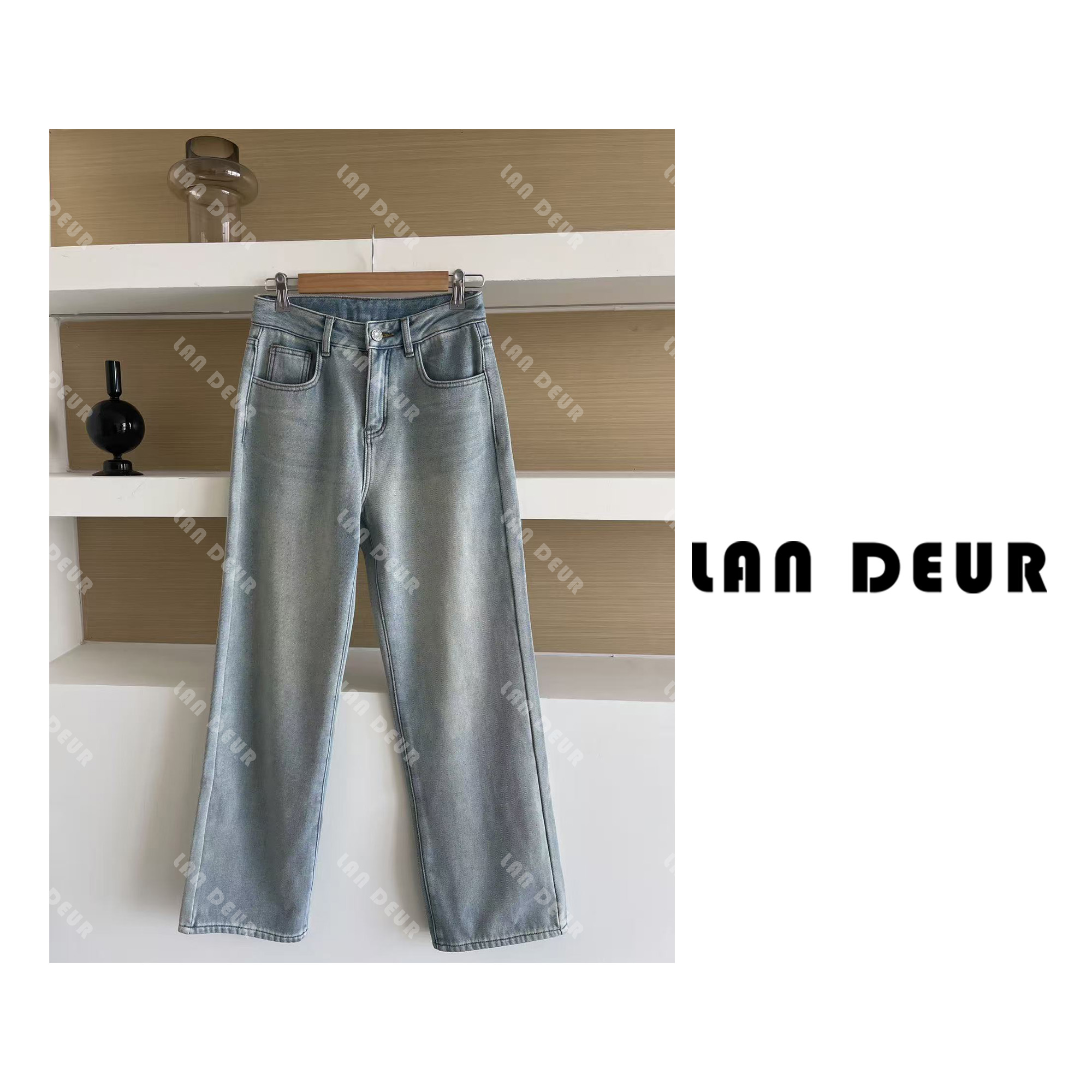 JIUJIU【季风笔记】时尚百搭休闲加绒显瘦设计师韩版秋冬牛仔裤