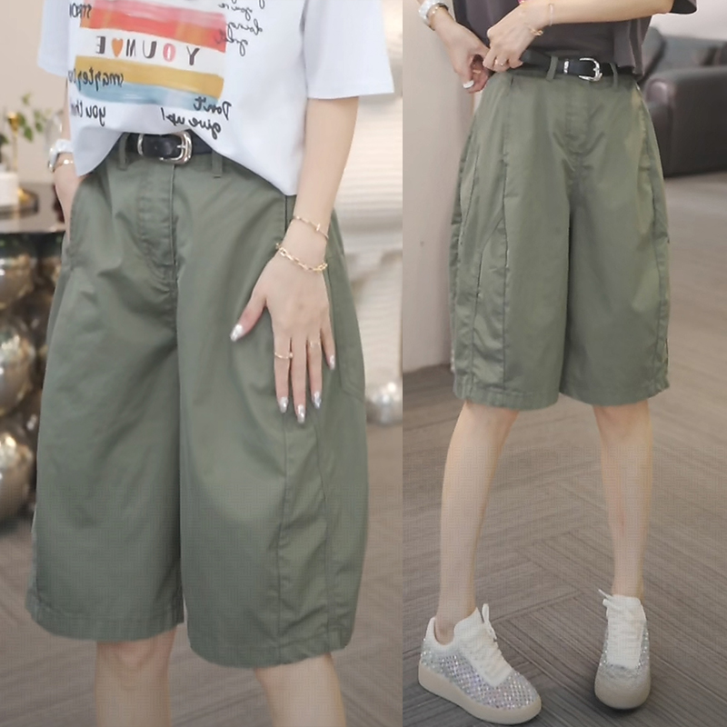 百搭女裤2025高腰爆款五分裤花苞裤子新款阔腿裤显瘦直筒工装裤子