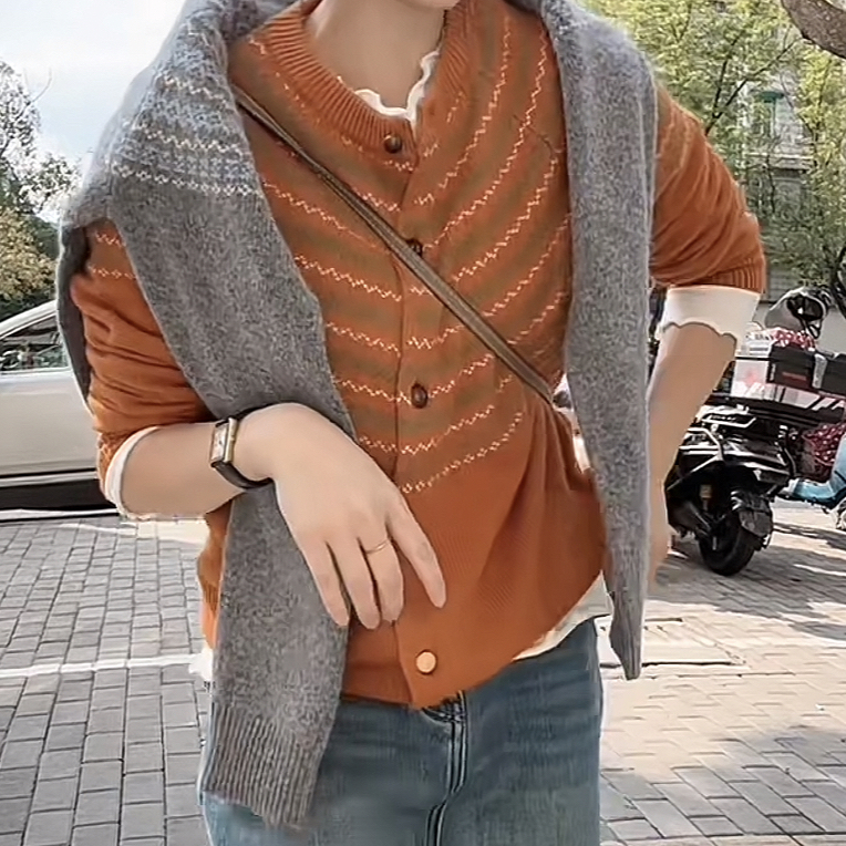 欧货费尔岛毛衣开衫