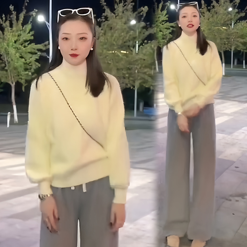 高级感气质钉珠毛衣女2025冬季新款时尚百搭减龄半高领针织打底衫