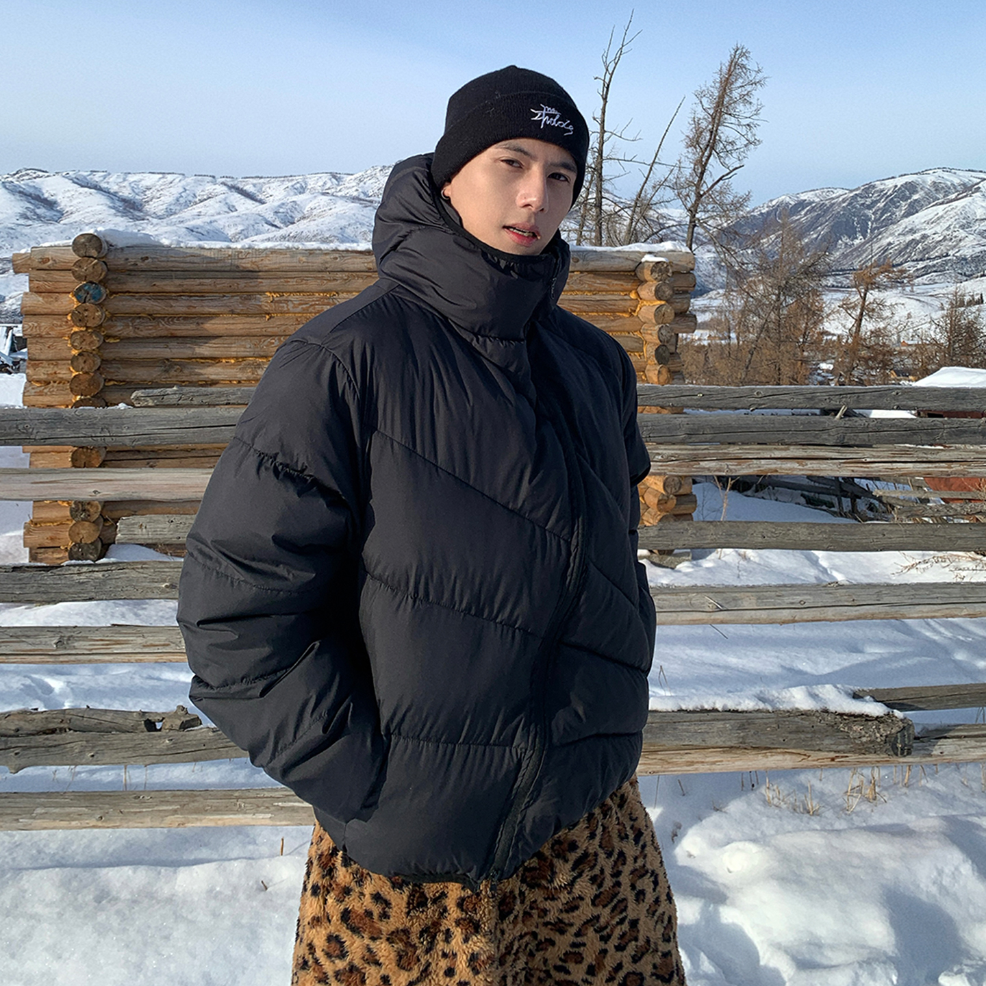 Holocene美式潮牌斜门襟防寒保暖排骨棉服高级感情侣款棉衣TP314