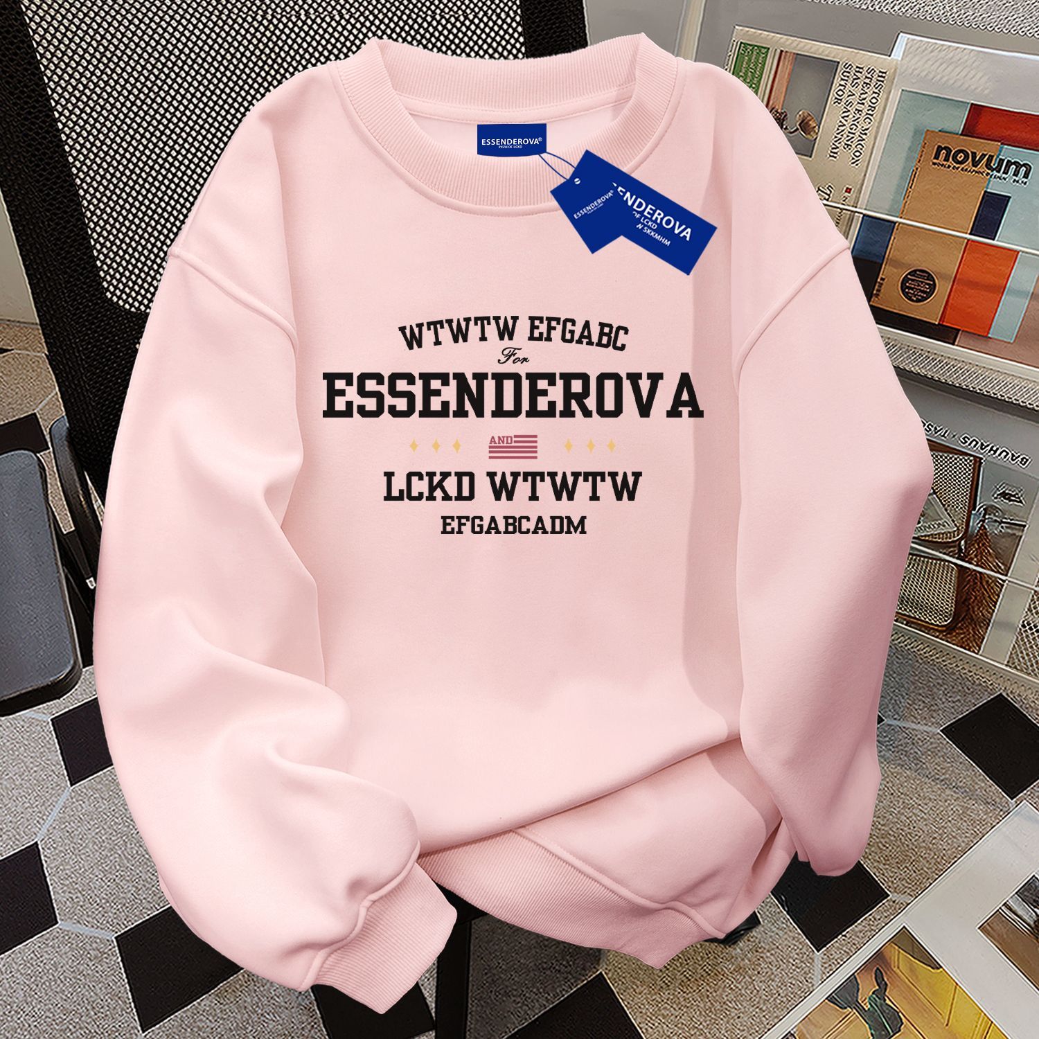 2025新款百搭圆领卫衣女甜美复古加绒宽松显瘦秋冬季情侣上衣ins