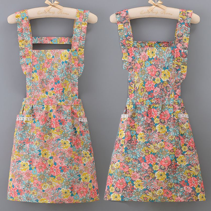 新款公主围裙耐磨透气耐脏时尚防污上班厨房家用围腰做饭工作服