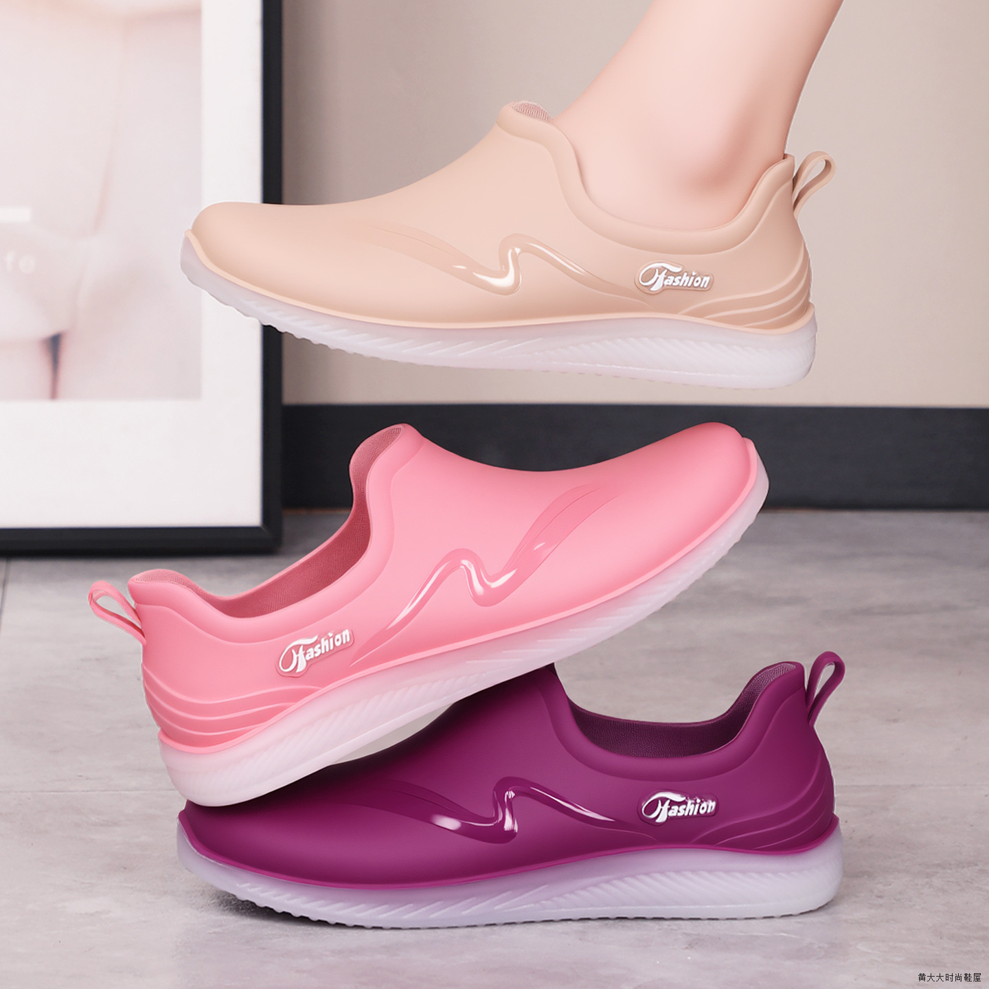 短筒雨鞋女浅口洗车防水鞋防滑耐磨厨房工作胶鞋低帮雨靴户外套鞋